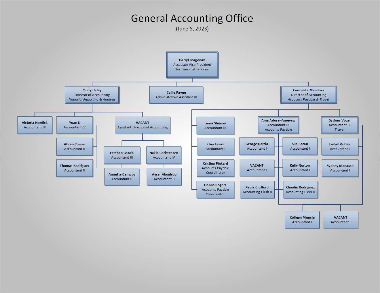 Organizational Chart : General Accounting Office : Texas State University